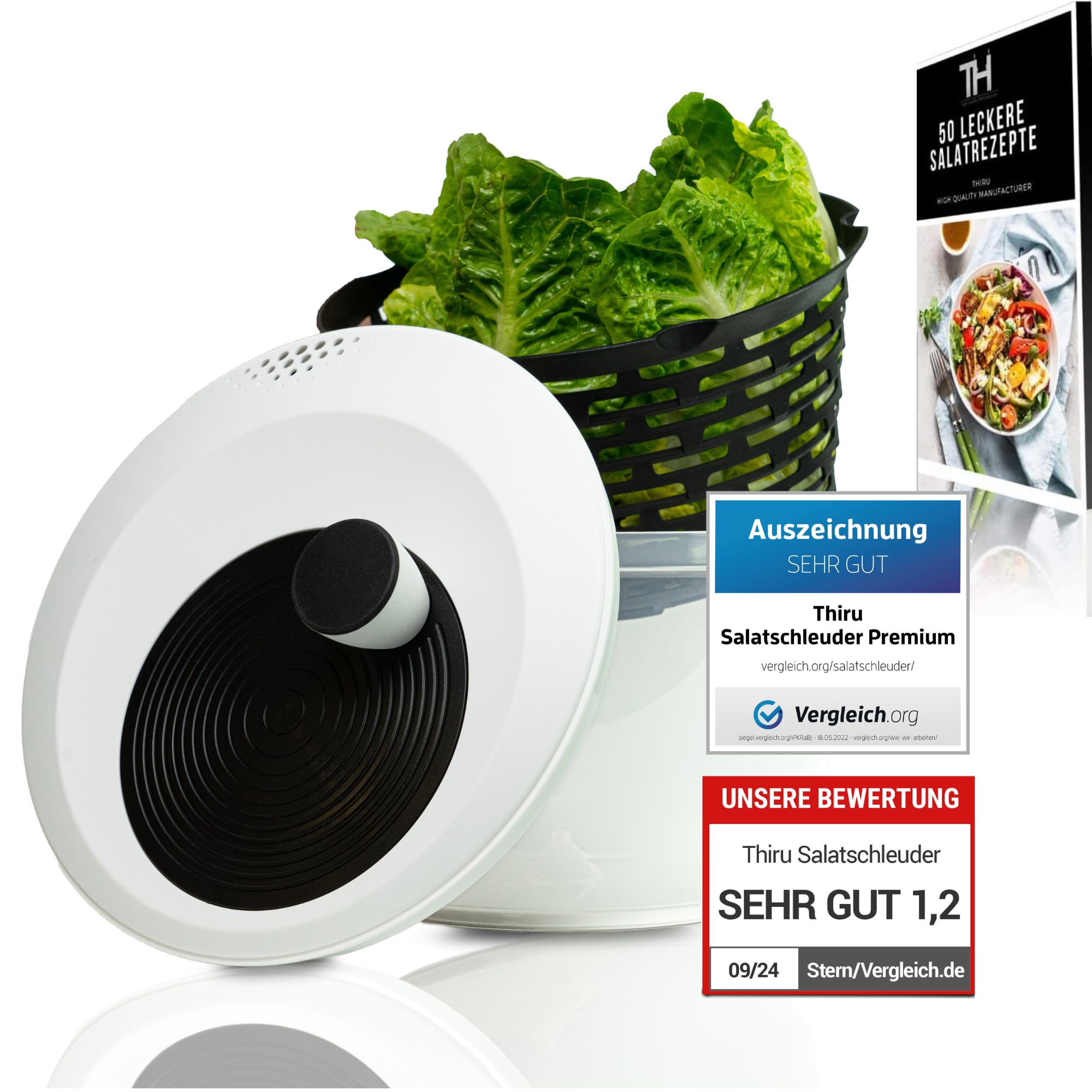 Salatschleuder mit großem Sieb (5 L)