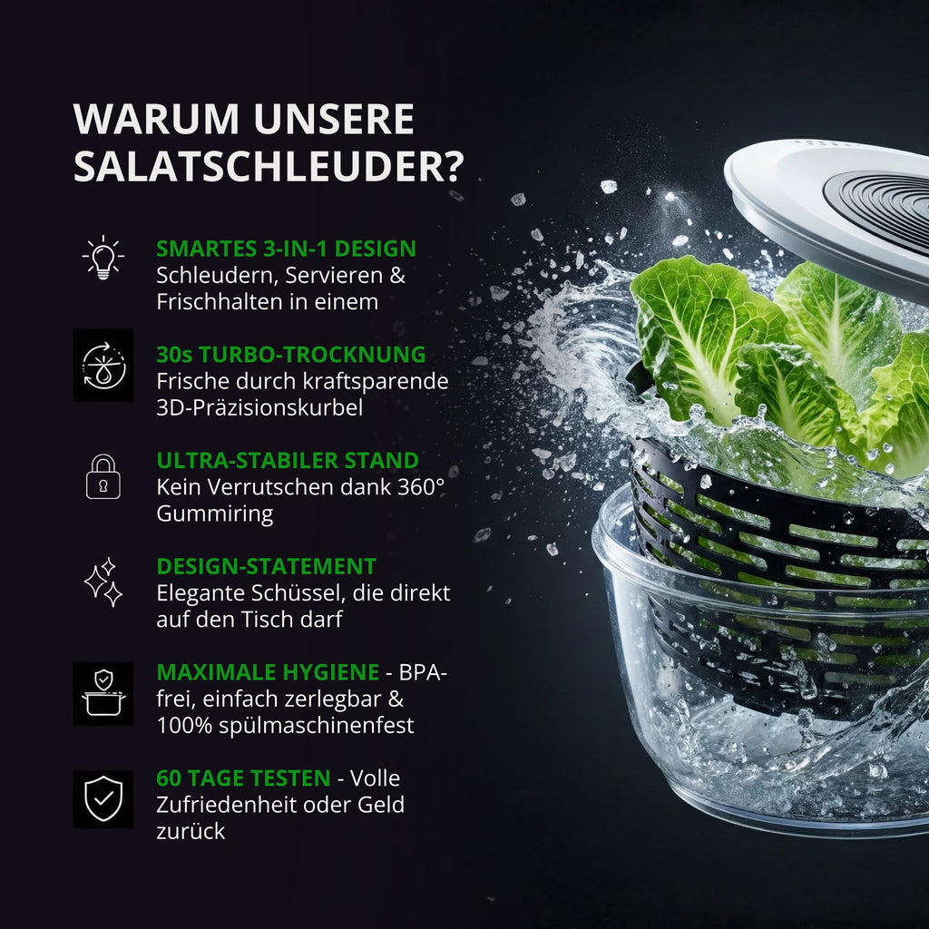Salatschleuder mit großem Sieb (5 L)